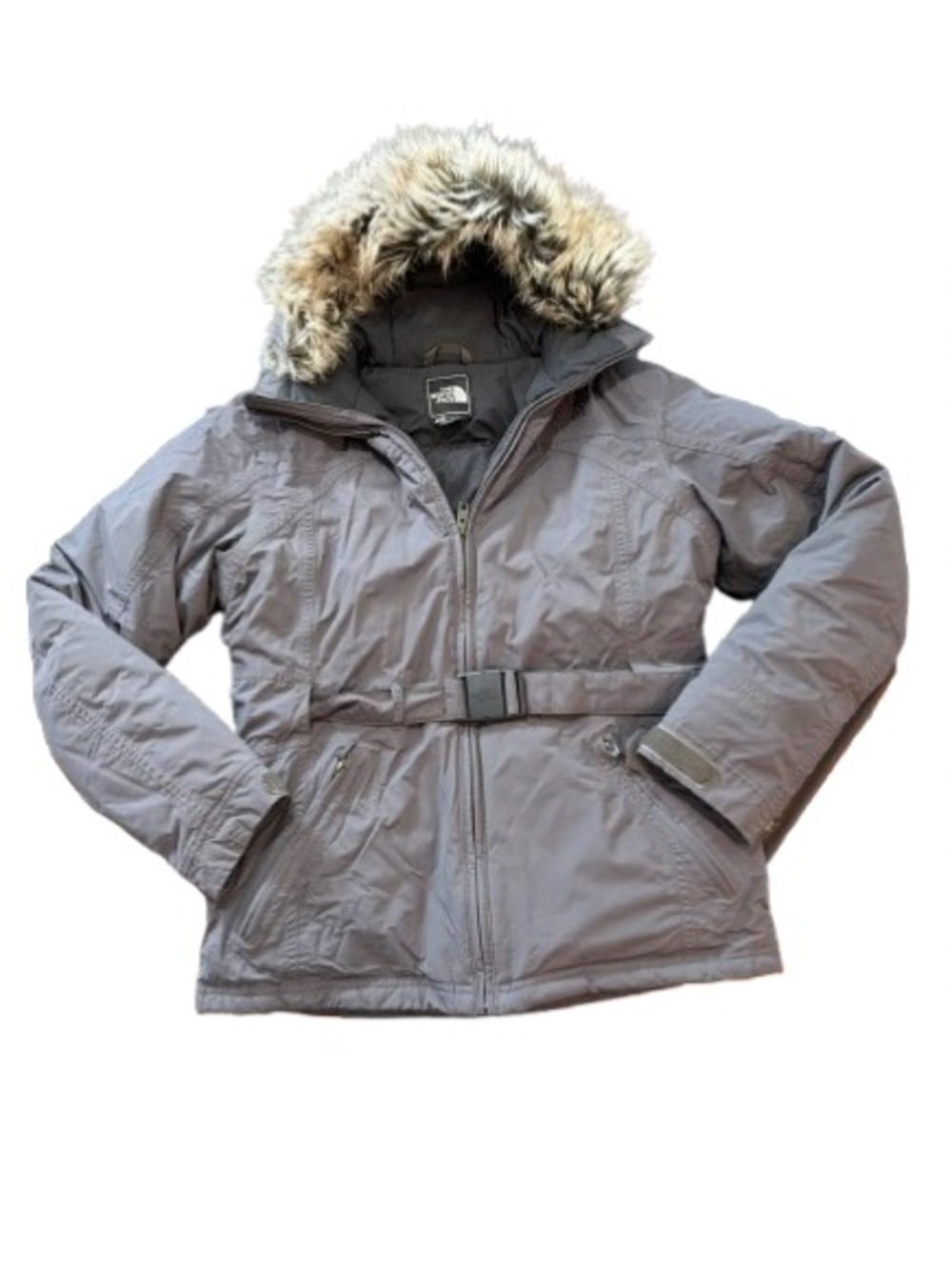 The North Face Women's Puffer Jacket Medium Gray, Goose Down, Faux Fur, Hooded